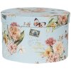 Clayre & Eef 66006 Boîte à chapeau Set 3 pièces Bleu Design floral Ø 24/22/21 cm