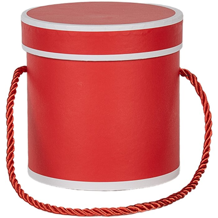 Clayre & Eef 66009R Boîte cadeau ronde Rouge Ø 12x12 cm Carton avec poignée