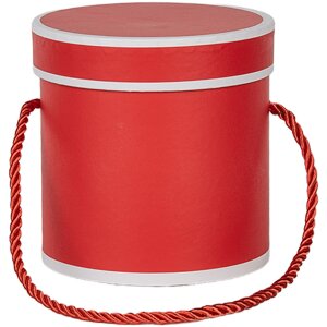 Clayre & Eef 66009R Boîte cadeau ronde Rouge Ø 12x12 cm Carton avec poignée