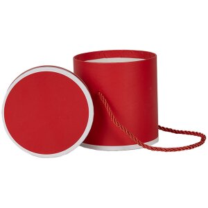 Clayre & Eef 66009R Boîte cadeau ronde Rouge Ø 12x12 cm Carton avec poignée