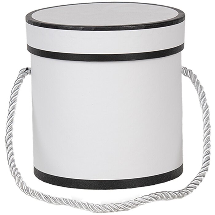 Clayre & Eef 66009W Boîte cadeau Blanc Rond Ø 12x12 cm Carton avec poignée