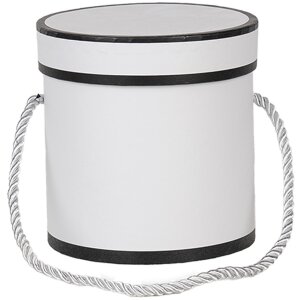 Clayre & Eef 66009W Boîte cadeau Blanc Rond Ø 12x12 cm Carton avec poignée