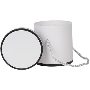 Clayre & Eef 66009W Boîte cadeau Blanc Rond Ø 12x12 cm Carton avec poignée