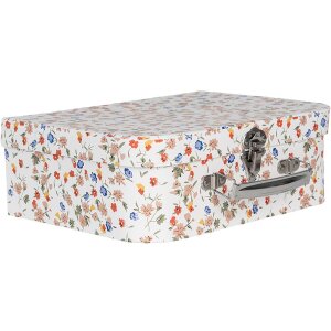 Clayre & Eef 66012 Set de 3 valises décoratives Blanc Floral 30x22x9 à 20x17x8 cm