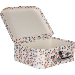 Clayre & Eef 66012 Set de 3 valises décoratives Blanc Floral 30x22x9 à 20x17x8 cm
