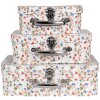Clayre & Eef 66012 Set de 3 valises décoratives Blanc Floral 30x22x9 à 20x17x8 cm