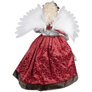 Clayre & Eef 50776 Décoration Ange de Noël Rouge Beige 50x30x65 cm