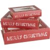Clayre & Eef 65755 Lot de 3 boîtes de rangement rouge-blanc 27x22x7 cm