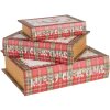 Clayre & Eef 65756 Boîte de rangement Set Rouge Blanc 3 tailles Noël MDF