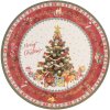 Clayre & Eef Assiette de présentation 65760 Ø 33 cm Rouge Beige Style campagne Noël