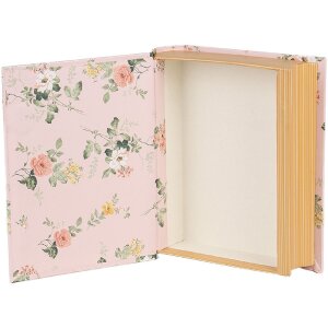 Clayre & Eef 66013P Boîte en forme de livre rose floral 17x14x5 cm
