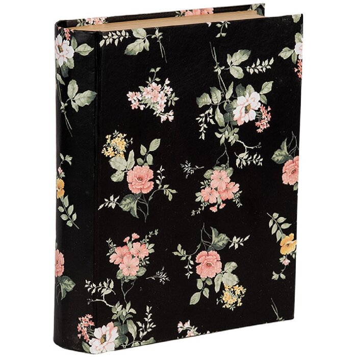 Clayre & Eef 66013Z Boîte forme livre fleurs noir 17x14x5 cm