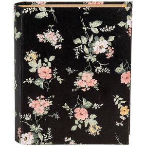 Clayre & Eef 66013Z Boîte forme livre fleurs noir 17x14x5 cm
