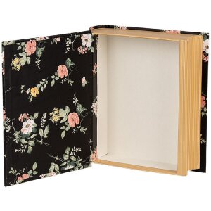 Clayre & Eef 66013Z Boîte forme livre fleurs noir 17x14x5 cm