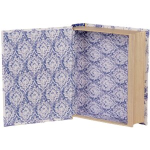 Clayre & Eef 66014 Boîte forme livre Blanc Bleu 17x14x5 cm Rétro Vintage
