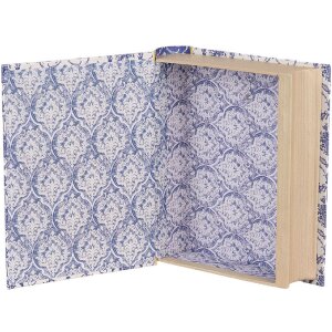 Clayre & Eef 66016 Boîte forme livre Blanc Bleu 17x14x5 cm Rétro Vintage
