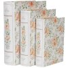 Clayre & Eef 66021 Boîte en forme de livre, lot de 3, blanc vert, style campagnard