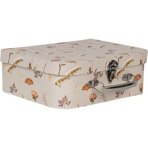 Clayre & Eef 66022 Set de 3 valises de décoration Beige floral 30/25/20 cm
