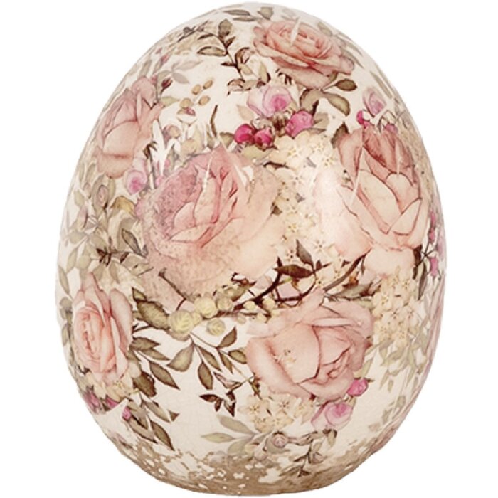 Clayre & Eef 6CE1920M Décoration Oeuf Céramique Beige Rose Ø 10x12 cm