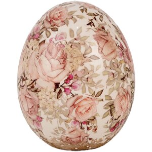 Clayre & Eef 6CE1920M Décoration Oeuf Céramique Beige Rose Ø 10x12 cm