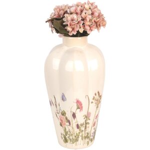Clayre & Eef Vase 6CE1938M Ø 21x34 cm Beige Rose Motifs floraux style rustique