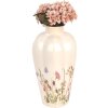 Clayre & Eef Vase 6CE1938M Ø 21x34 cm Beige Rose Motifs floraux style rustique