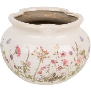 Clayre & Eef 6CE1944L Pot de fleurs Beige Rose Ø 23x16 cm Céramique style rustique