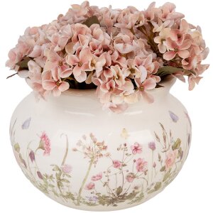 Clayre & Eef 6CE1944L Pot de fleurs Beige Rose Ø 23x16 cm Céramique style rustique