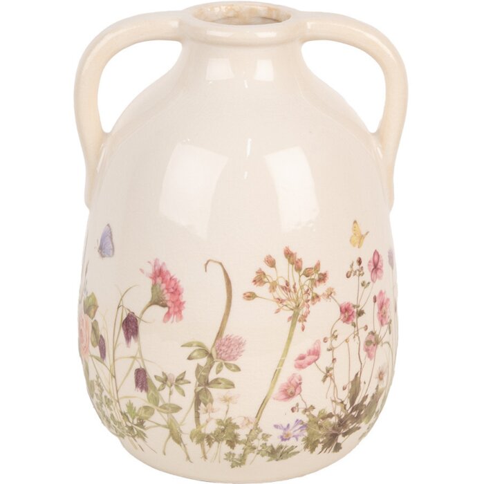 Clayre & Eef 6CE1947L Vase Beige Rose Ø 16x22 cm Céramique style rustique