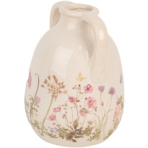 Clayre & Eef 6CE1947M Vase en céramique Beige Rose Ø 14x18 cm style rustique