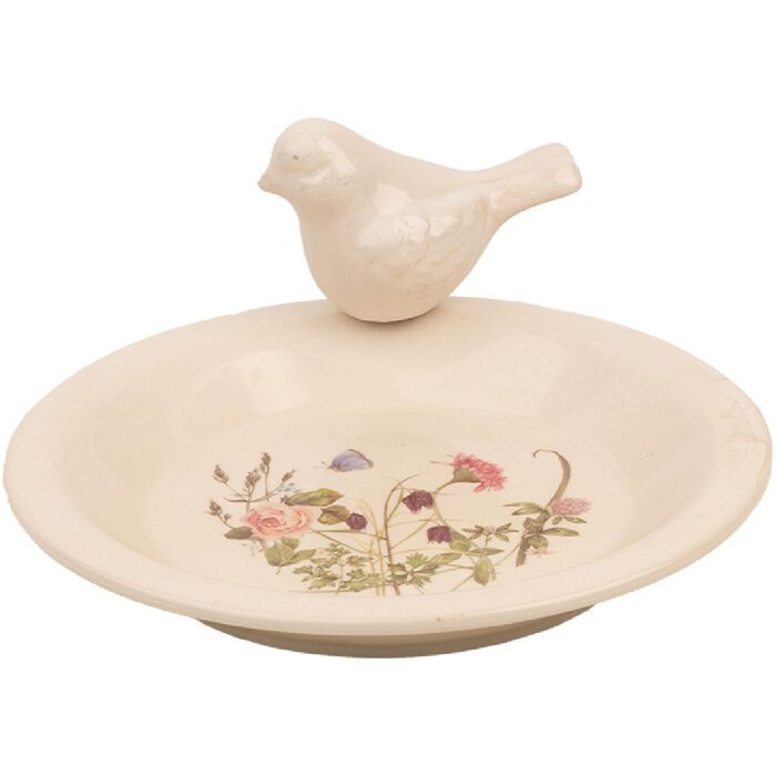 Clayre & Eef 6CE1948M Gamelle oiseau Céramique Beige Rose Ø 21x10 cm