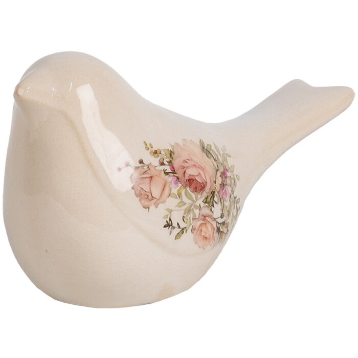 Clayre & Eef 6CE1951M Décoration Oiseau Céramique Beige 22x9x12 cm