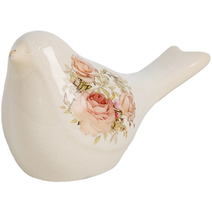 Clayre & Eef 6CE1951S Décoration Oiseau Beige Rose 16x7x9 cm