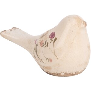 Clayre & Eef 6CE1952S Décoration Oiseau Rose Beige 16x7x9 cm Céramique