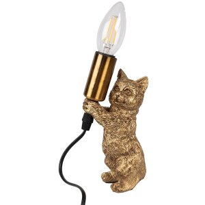 Clayre & Eef 6LMP791 Lampe de table chat or 9x9x18 cm...