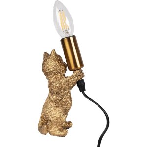 Clayre & Eef 6LMP791 Lampe de table chat or 9x9x18 cm E14 max 40W