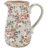 Clayre & Eef 6CE1965M Pichet en céramique Gris Rose Fleurs 16x12x18 cm style rustique