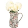 Clayre & Eef 6CE1965M Pichet en céramique Gris Rose Fleurs 16x12x18 cm style rustique