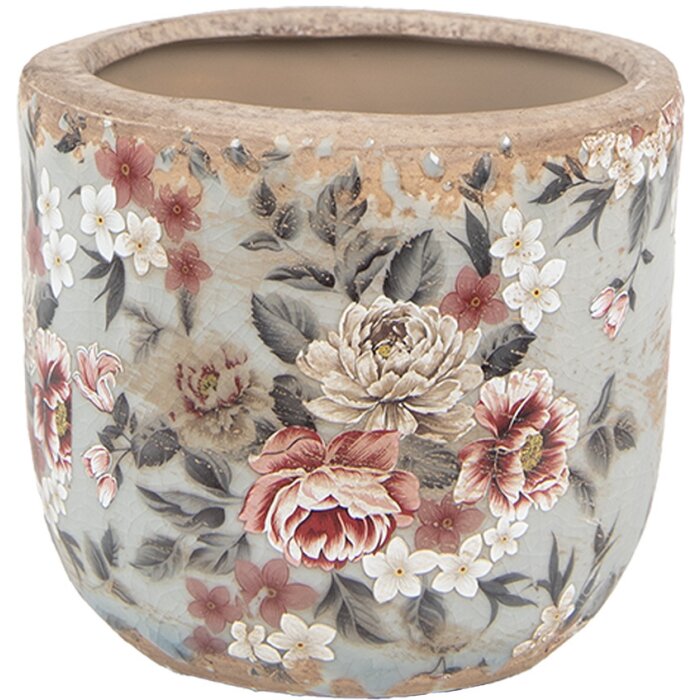Clayre & Eef 6CE1966M Pot de fleurs gris rose Ø 14x13 cm style rustique