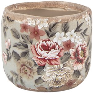 Clayre & Eef 6CE1966S Pot de fleurs Gris Rose Ø 10x9 cm Céramique style campagnard