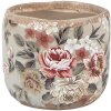 Clayre & Eef 6CE1966S Pot de fleurs Gris Rose Ø 10x9 cm Céramique style campagnard