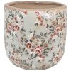Clayre & Eef 6CE1966XL Pot de fleurs céramique gris rose fleurs Ø 19x18 cm