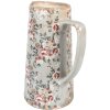 Clayre & Eef 6CE1971L Pichet déco Céramique Gris Rose Fleurs 21x14x26 cm