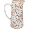 Clayre & Eef 6CE1971L Pichet déco Céramique Gris Rose Fleurs 21x14x26 cm