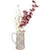 Clayre & Eef 6CE1971L Pichet déco Céramique Gris Rose Fleurs 21x14x26 cm