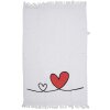 Clayre & Eef CTCHS Serviette dinvité Blanc Rouge Motif cœur Coton 40x66 cm