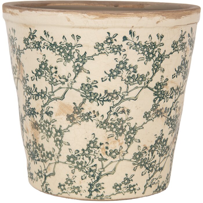 Clayre & Eef 6CE1976L Pot de fleurs Décoration Ø 21x20 cm Vintage Motif floral