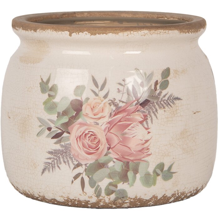 Clayre & Eef 6CE1978M Pot de fleurs Décoration Motif floral Ø 16x13 cm