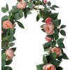 Clayre & Eef 6PL0322 Fleurs artificielles Rose Guirlande rose vert 150 cm
