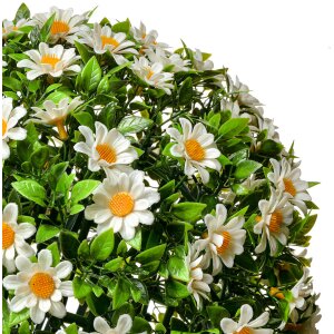 Clayre & Eef 6PL0324L Boule décorative Fleur de marguerite artificielle Blanc Vert Ø 30 cm